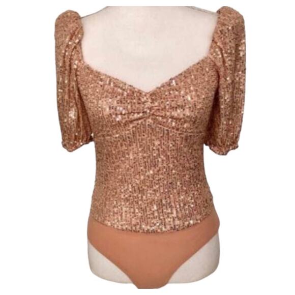 New ASTR The Label Rose Gold Bodysuit Size Medium - Picture 4 of 6